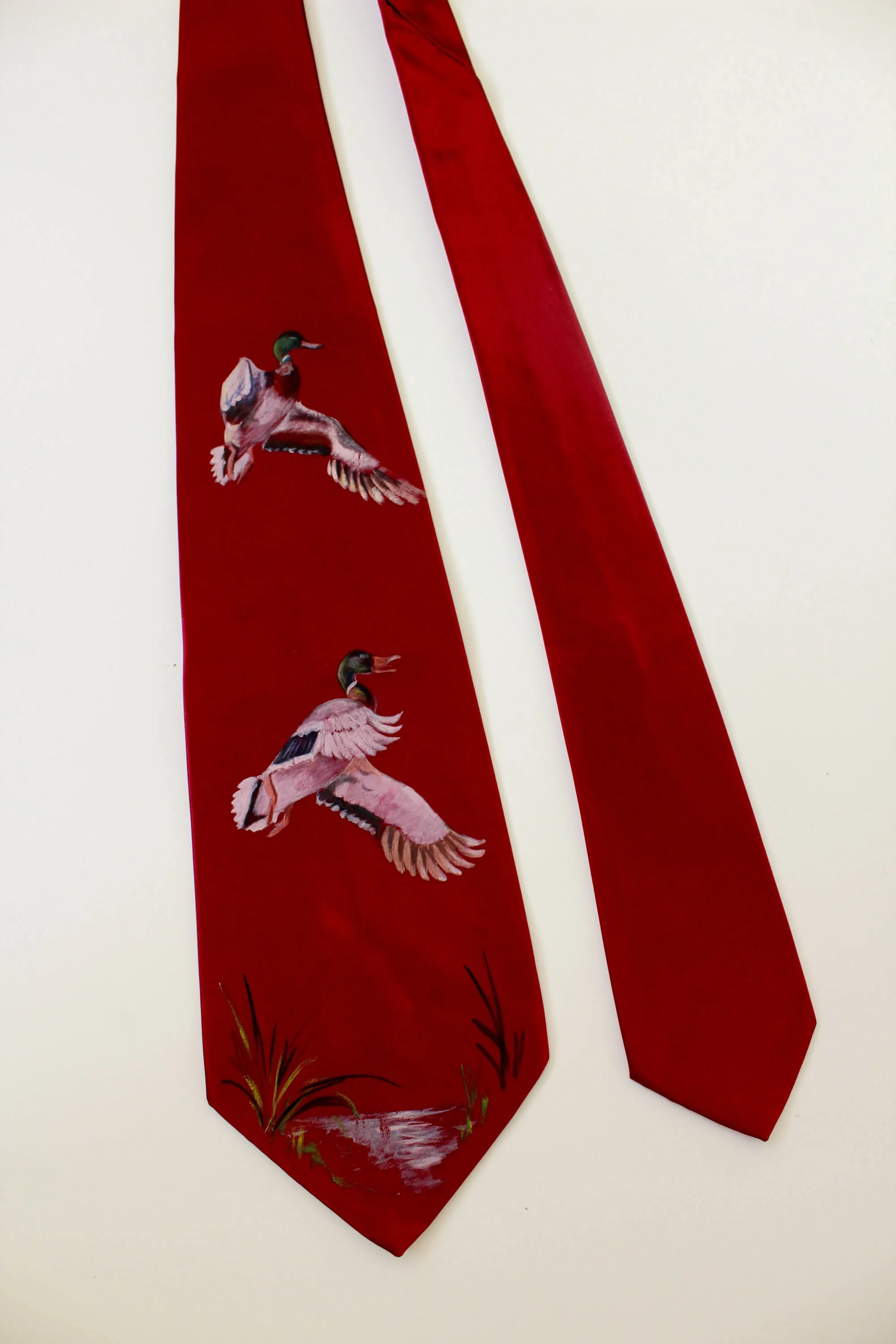 1940s Hand Painted Duck Necktie