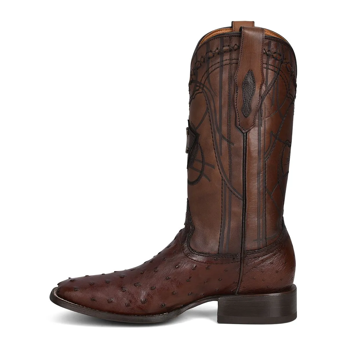 3Z1OA1 - Cuadra chocolate cowboy rodeo ostrich leather boots for men