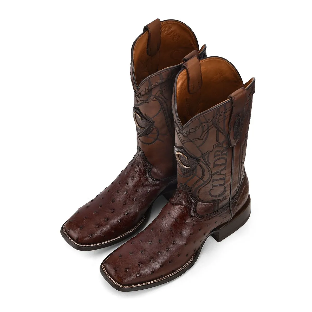 3Z1OA1 - Cuadra chocolate cowboy rodeo ostrich leather boots for men