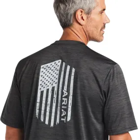 'Ariat' Men's Charger Vertical Flag Tee - Charcoal