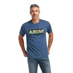 'Ariat' Men's Hibiscus Short Sleeve Tee - Blue Heather