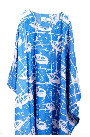 Bloke Boat print Poncho Dress