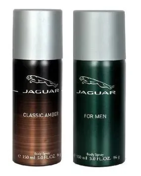 Jaguar Classic Green and Classic Amber Deodorants for Men (Set of 2 x 150 ml)