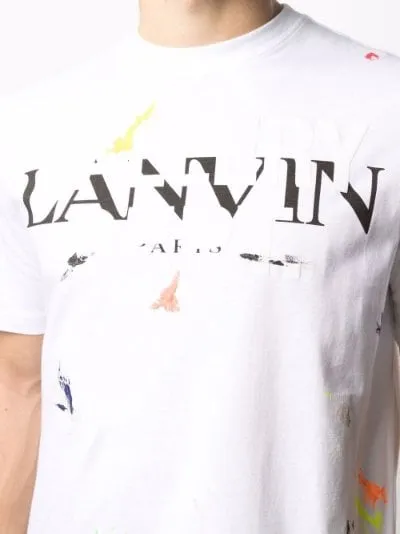 Lanvin x Gallery Dept. White Paint Splatter Graphic T-Shirt - Stylish and Unique Streetwear