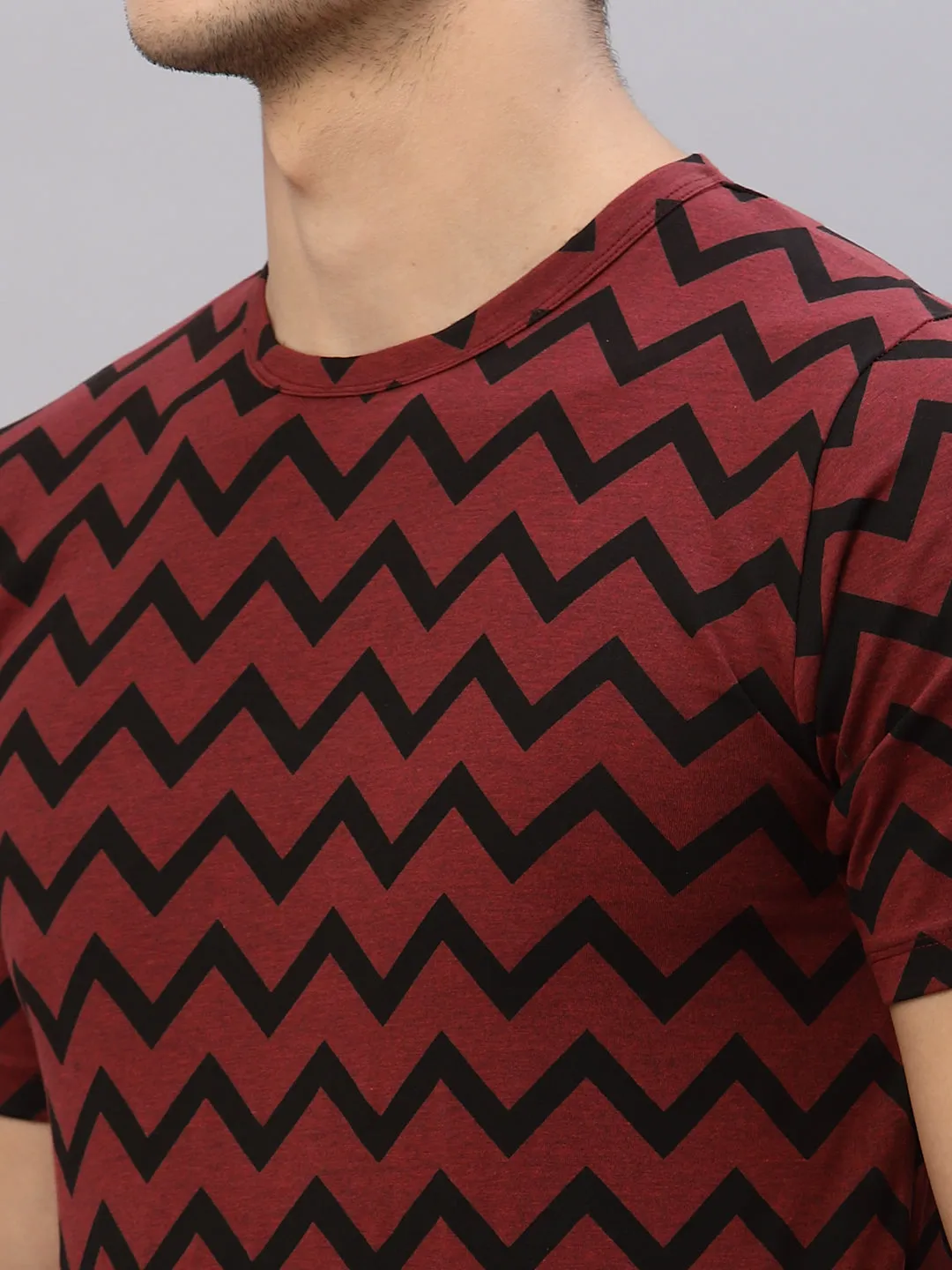 Maroon Self Texture ZIG-ZAG All Over Printed Co-Ords