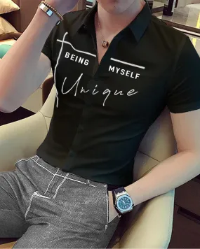 Men Printed Casual Black Shirt