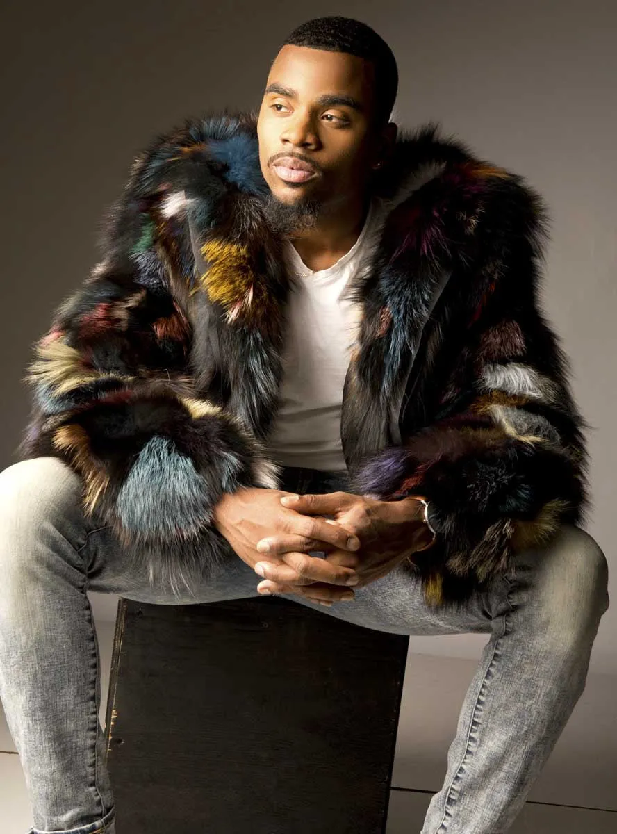 Men's Multicolor Fox Fur Bomber Jacket