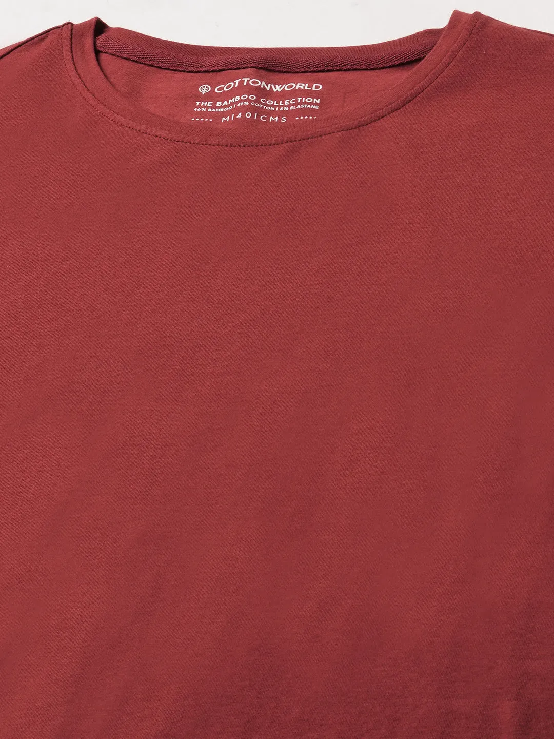 Men's Red Cotton Bamboo Elastane Regular Fit Tshirt