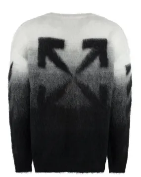 Off-White c/o Virgil Abloh Intarsia Mohair-blend Sweater in Black/White Blend