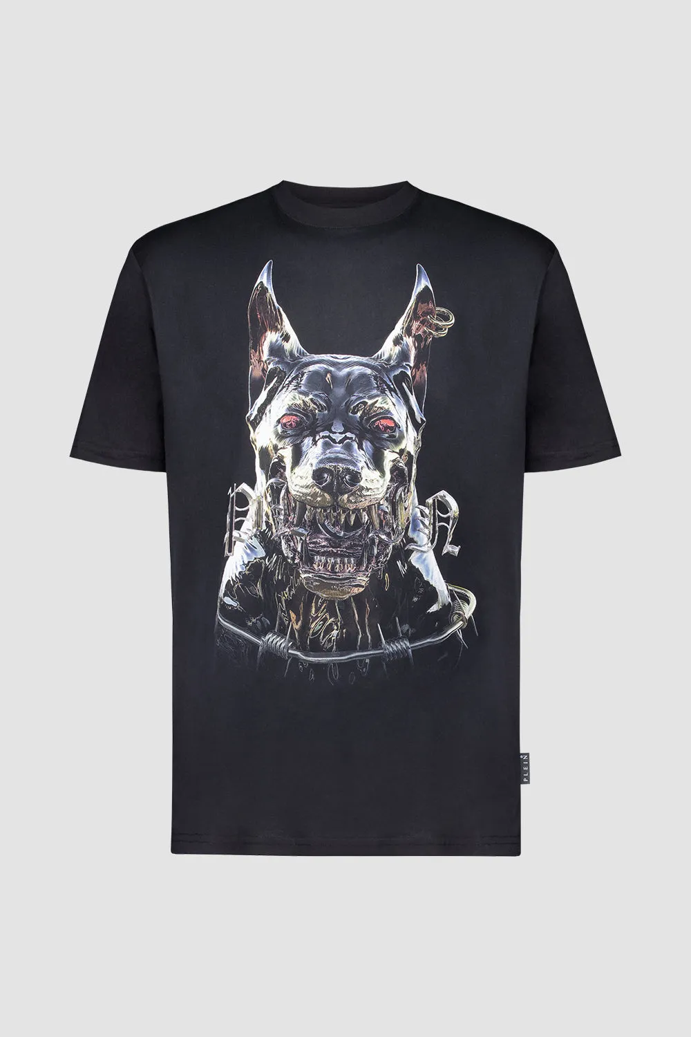 Philipp Plein Black Round Neck SS Dog T-Shirt