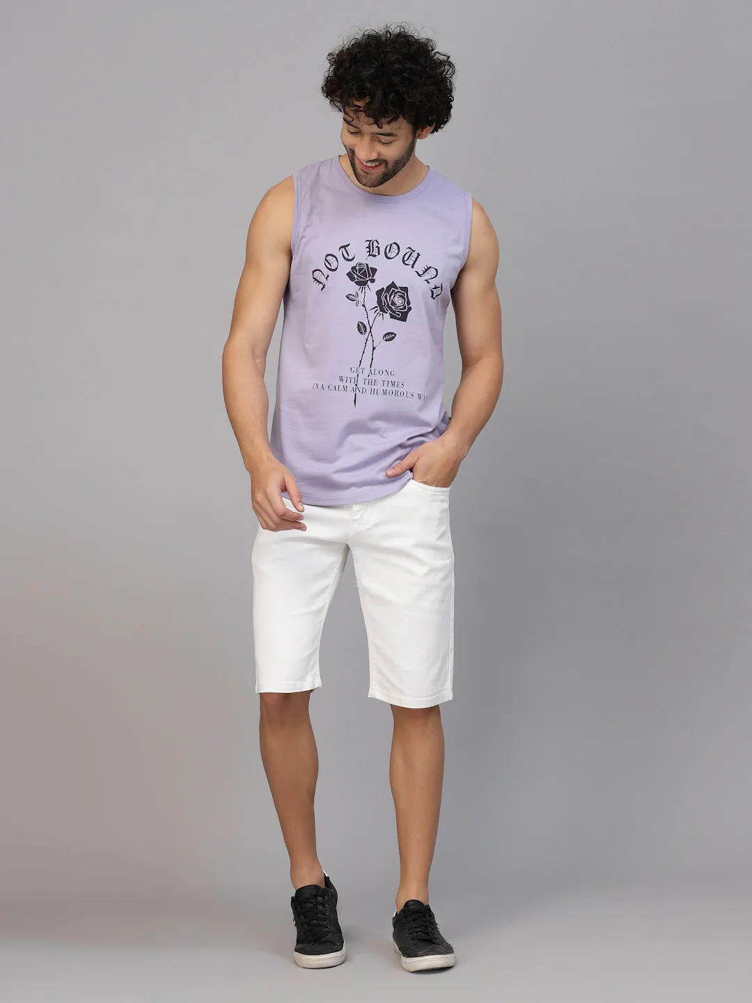 Placement Print Cotton Jersey Vest T-Shirt