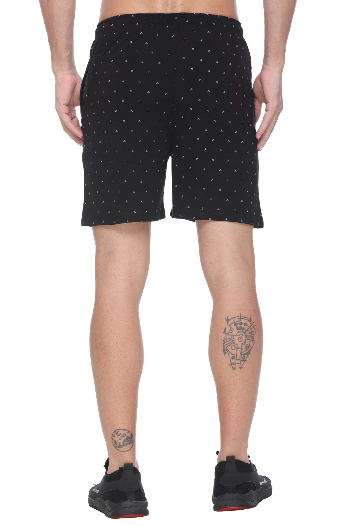 Printed Cotton Shorts for Boys & Men ( Black)