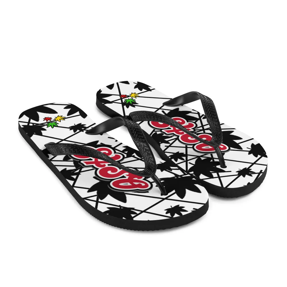 Red Vintage print Flip-Flops