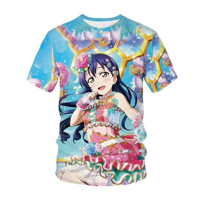 Summer Men's and Women's T-shirts Anime Street Clothing Cute Beautiful Girls 3D Printing Fashion Casual Tops Unisex