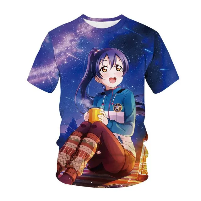 Summer Men's and Women's T-shirts Anime Street Clothing Cute Beautiful Girls 3D Printing Fashion Casual Tops Unisex