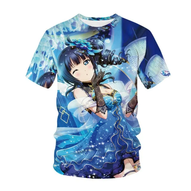 Summer Men's and Women's T-shirts Anime Street Clothing Cute Beautiful Girls 3D Printing Fashion Casual Tops Unisex